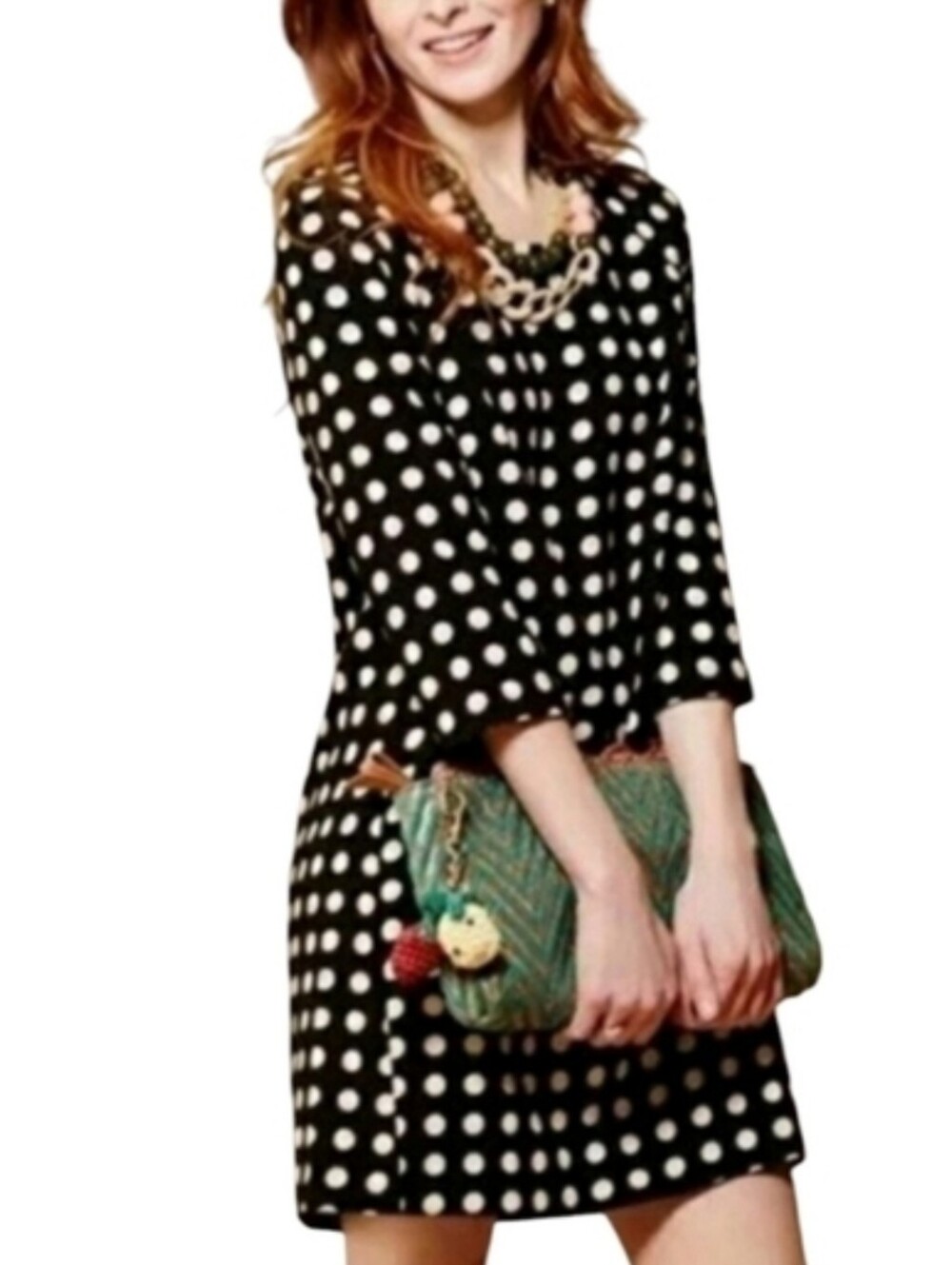 ANTHROPOLOGIE Lili Wang for Lilis Closet Black Ivory Polka Dot Shift Dress Small